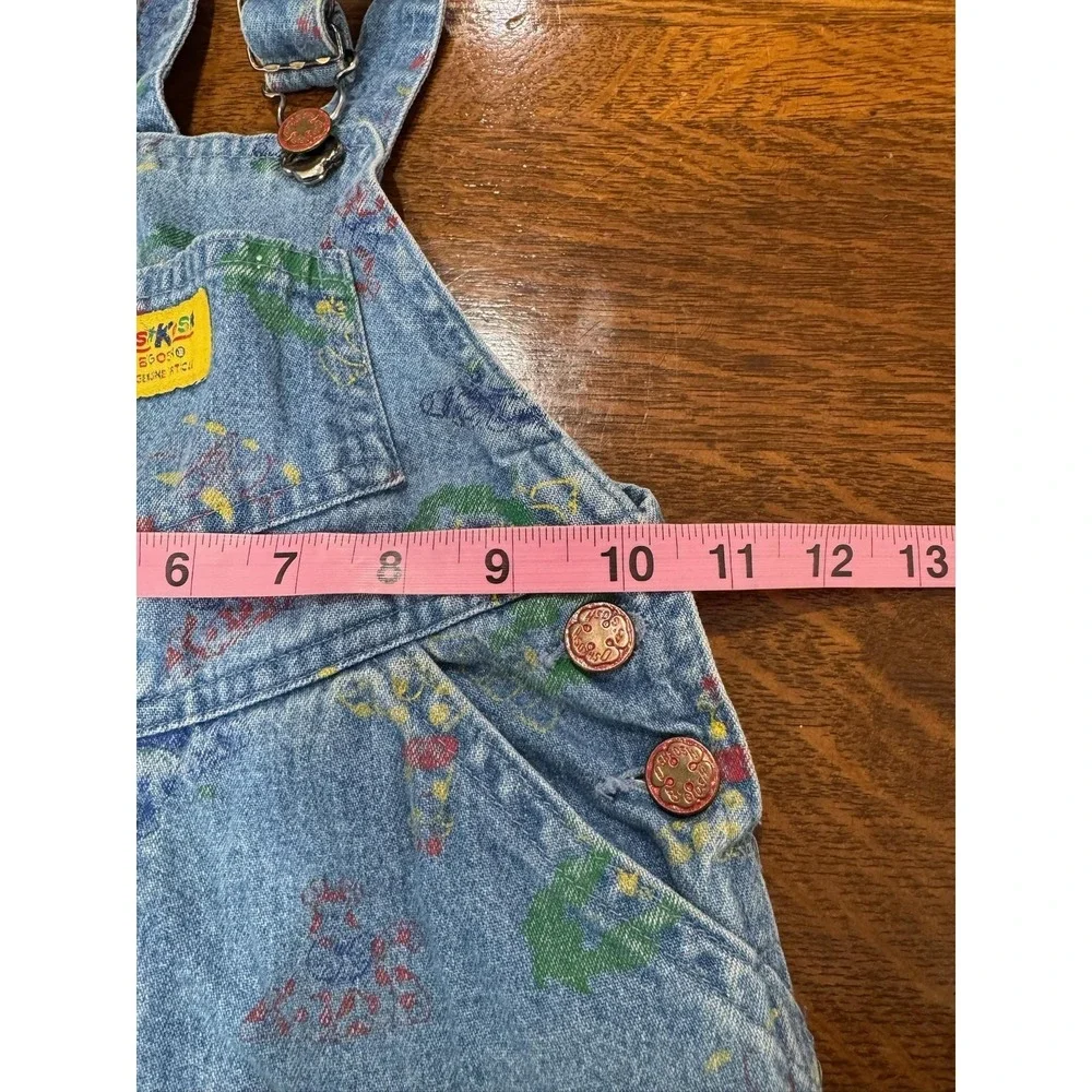 Vintage OshKosh B'gosh Overalls Toddler Boys 12-18M Blue Denim Animal‎ Print 90s